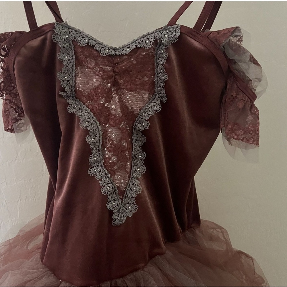 Red and Silver Ruffled Embellished Sleeveless Dance Costume ballet costume!